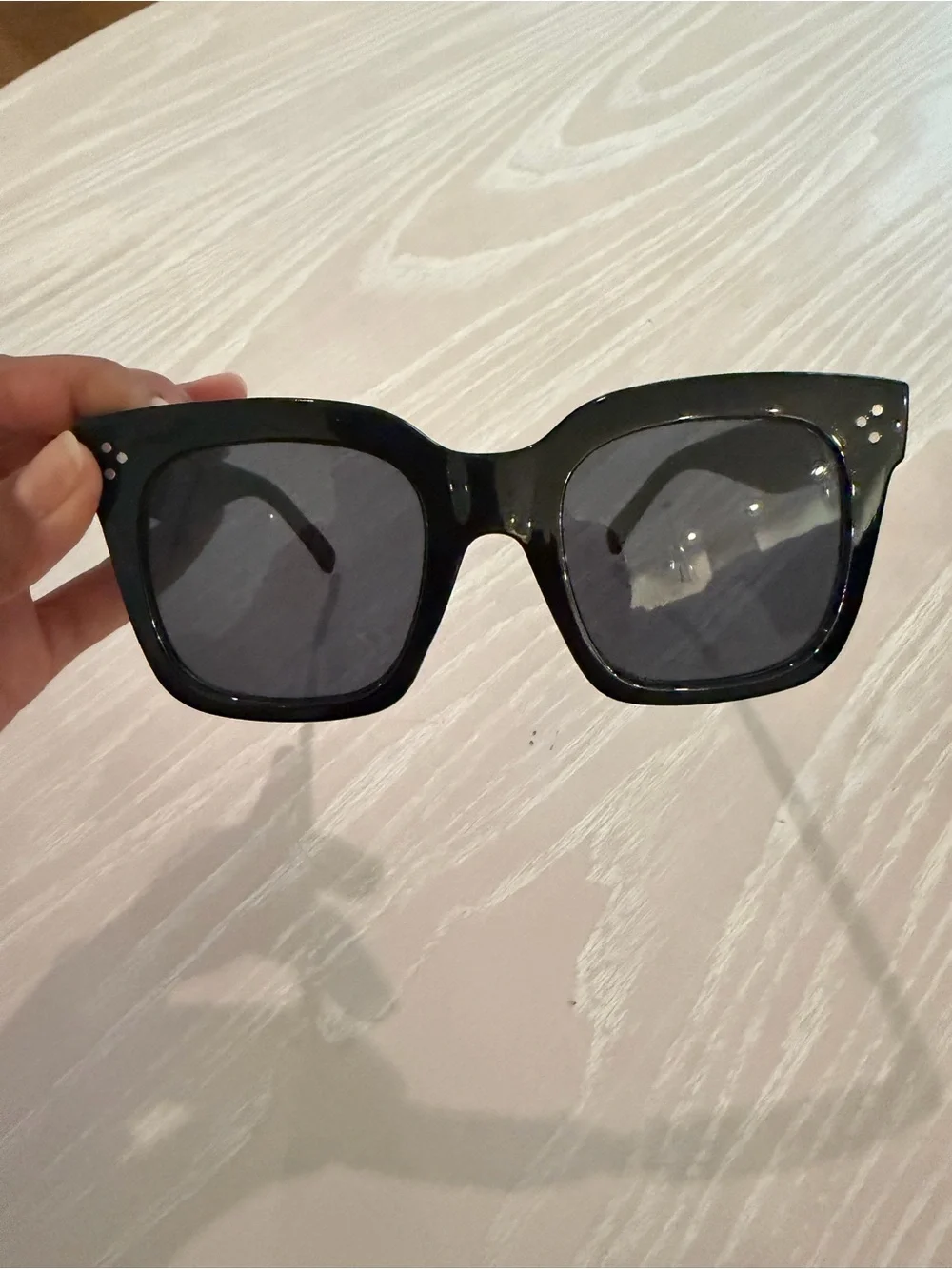Amazon Black Square Women's Sunglasses with Subtle Silver Dots